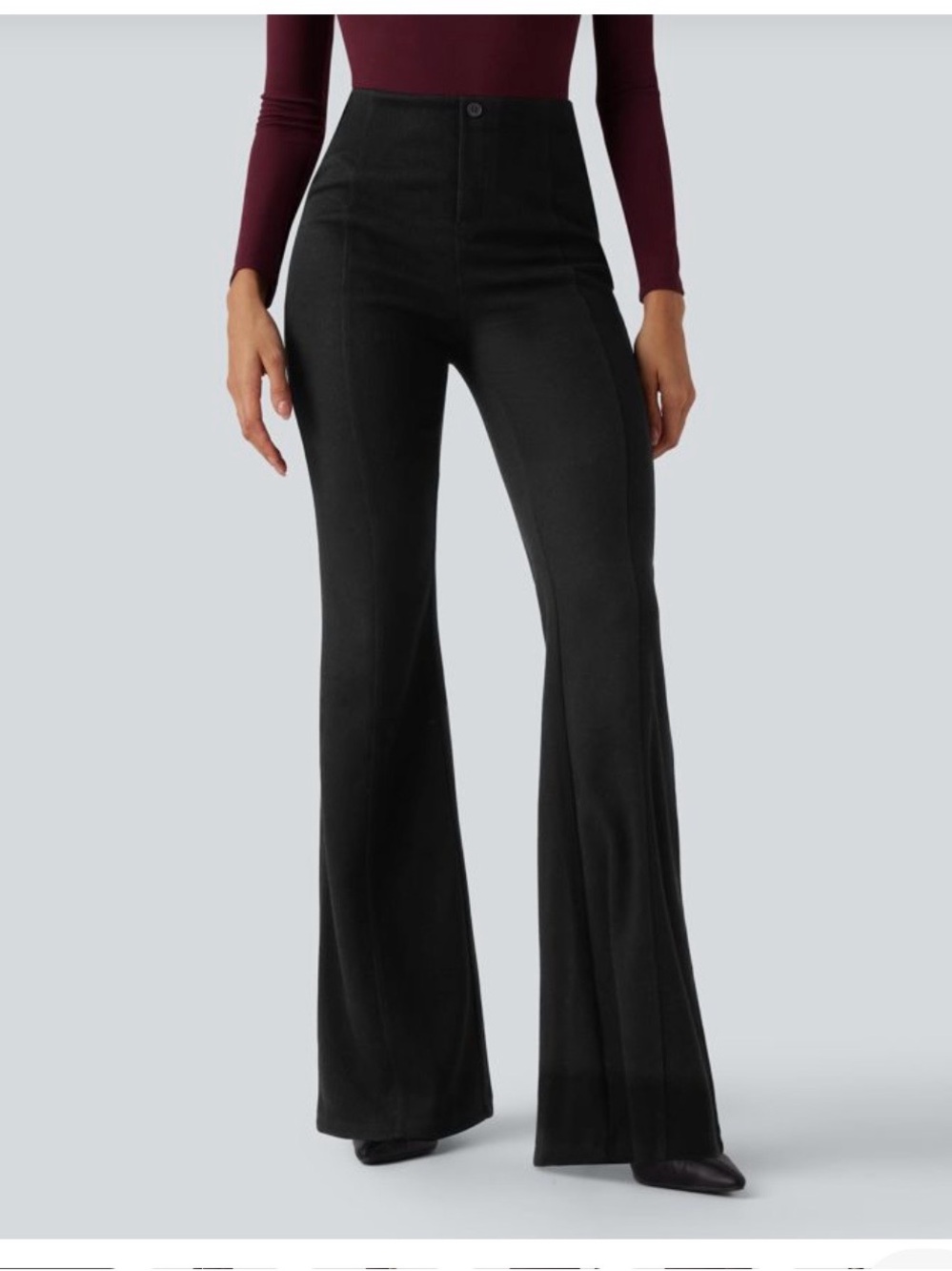 Ribbed High Waisted Tummy Control Casual Flare Pants
